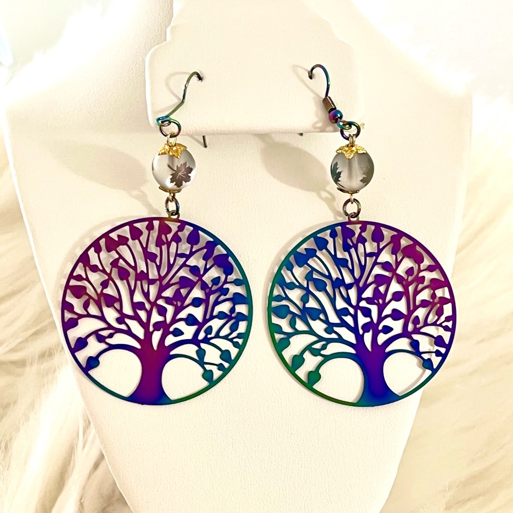 NEW!! Handcrafted Tree of Life Holographic Earrings